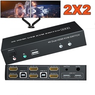 HDMI KVM Switch Dual monitor 4K 60Hz 2-port HDMI USB KVM Switch selector box USB HDMI 2.0 Switch KVM box for PC laptop USB HDMI