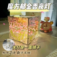 night lamp led light Rubik's Cube Tulip Night Light Handmade diy Flower Sea Rubik's Cube Tulip Three