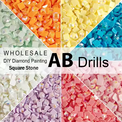 Single Color AB Square Diamond Beads for 5D Diamond Paintings Resin AB Diamond Painting Drills 2.5mm