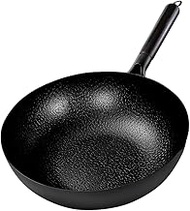 Wok Pan, Stir Fry Pan Flat Bottom Pan,Cast Iron Wok for Electric Stove, Induction Cooker and Gas Stove (Color : D, Size : 30cm)