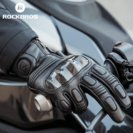 ROCKBROS ถุงมือรถจักรยานยนต์หนังแพะซับหนาถุงมือปั่นจักรยานสัมผัสที่ละเอียดอ่อนแบบนิ่ม