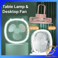 USB Rechargeable Table Fan Light Lamp Home Office Small Desktop Fan Kipas Lampu Cahaya