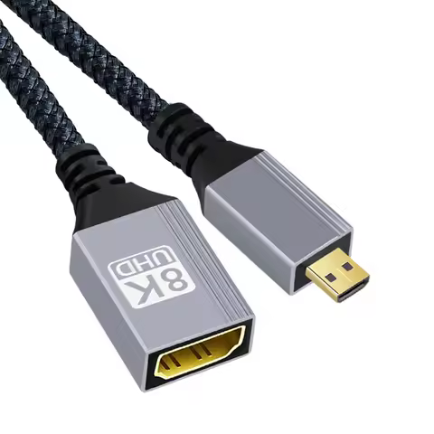 Xiwai Micro HDMI 2.1 8K Type-D Male to HDMI Female Extension HDTV Cable for DV Camera Laptop Portabl