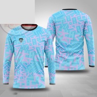 T Shirt Jersey Murah Baju  Lengan Panjang Perempuan Blue Sublimation Jersey T Shirt Berkolar Lelaki 