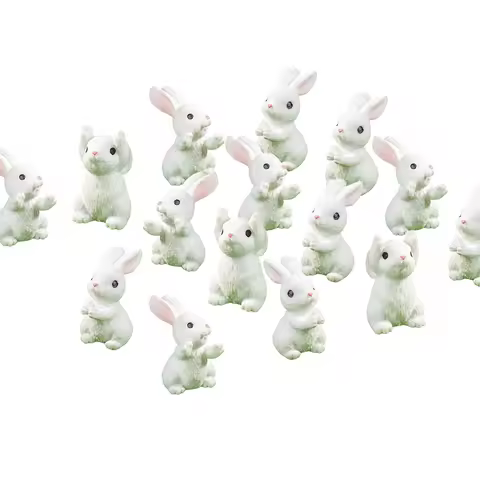 5/10Pcs Mini Resin Bunny Miniatures, Cute Little Rabbits Figurines for Potted Plant Micro Landscape 