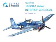 ㊣ Quinta Studio 1/32 F6F-3 美軍地獄貓戰機Hellcat小號手 3D立體浮雕水貼QD32133