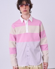 (Leisure Projects) MULTI PANEL RUGBY SHIRT เสื้อโปโล Rugby เเขนยาวดีเทลตัดต่อด้วยผ้า french terry ท่