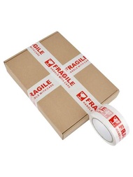 1捲易碎品封箱膠帶,白色,印有紅色文字警告標籤貼紙