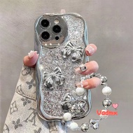 Glitter Casing For Realme GT2 GT Neo2 Neo3 7 5G V5 Q2 V13 V11 V11S Bling Silver Phone Case 3 Bows Bling Soft Full Cover