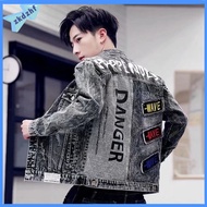 Ready Stock jaket jeans lelaki bomber jacket Spring and Autumn denim mens Korean version of slim embroidered trend hands
