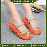 BRANZ STORE - WOMEN'S WEDGES SANDALS WITH 3 CM HEELS, LARGE SYNTHETIC SEQUIN MODEL, MODERN CASUAL EV