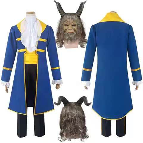Prince Beast Cosplay Mask Tuxedo Men Costume Cartoon Beauty Cosplay The Beast Roleplay Fantasia Hall