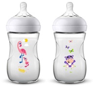 Avent Natural Feeding Bottle 260ml(1pcs)/ avent Milk Bottle With flamingo hippo Motif