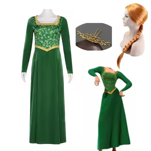 Princess Fiona Cosplay Costume Anime Shrek Wife Green Fiona Cos Dress Wigs Outfit ForLadies Women Lo