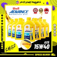 SMCS Shell 15W40 AX5 4T (𝗣𝗔𝗦𝗔𝗥𝗔𝗡 𝗠𝗔𝗟𝗔𝗬𝗦𝗜𝗔) Mineral Oil 1L 100% Original Minyak Shell Minyak Perinci