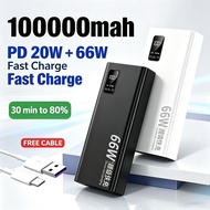 [ 3C Certificate ] 100% Original 100000mAh Powerbank 66W Fast Charging LED Display Portable Power Ba