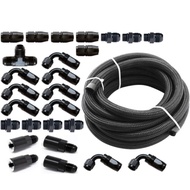 Haofa 6an an6 black braided fuel line hose fitting adapter kit for -6  FPR/Flex Fuel Fits WRX 02-14/