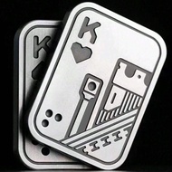 Metal Skull Push Slider Stress Relief Toy, Anti-Stress EDC Top Spinning Poker Toy, Portable Decompre