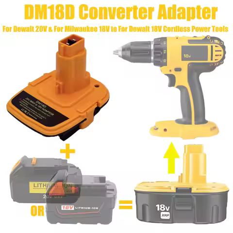 DM18D Battery Adapter with USB for Dewalt 18V Tools,Converts for DeWalt 20V for MilWaukee 18V Li-ion