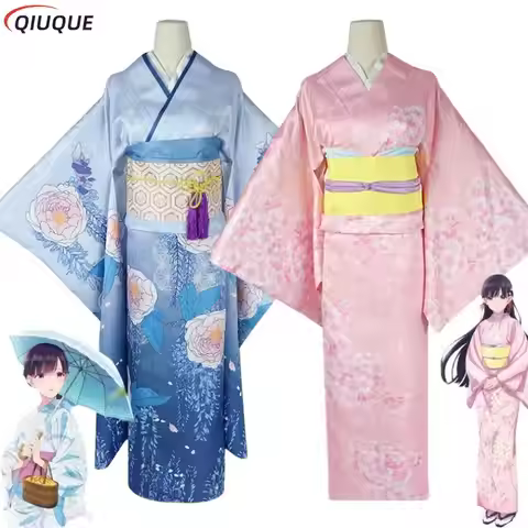 Anime My Happy Marriage Saimori Miyo Cosplay Costume Japanese Kimono Pink Blue Dress Outfit Woman Ka