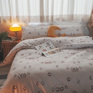 棉床本舖 企鵝冰營【D4雙人床包+兩用被組/含枕套】純棉/二層紗