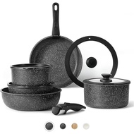 CAROTE 11-Piece Set Non-Stick Cookware Set, With Detachable Bracket, Non-Stick Kitchen Utensil Set, 