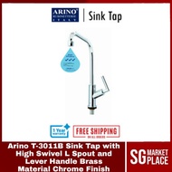 Arino T-3011B Sink Tap with High Swivel L Spout and Lever Handle | Brass Material | Chrome Finish
