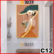 Modern 1-panel canvas wall painting C12, painting of a girl decorating the living room, bedroom, spa