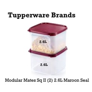 TUPPERWARE MODULAR MATES SQUARE II 2.6 L (1PC) Purple Seal Or Maroon Seal OR Sq I (1pc) 1.2L