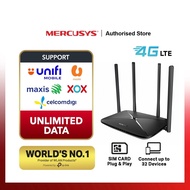 Mercusys MB115-4G 4G LTE Router 300Mbps | SIM Plug & Play | 4 Antennas | WAN Backup