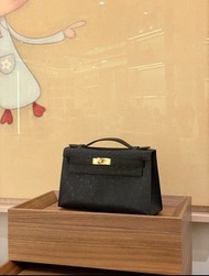 Hermes Kelly Pochette Black Ostrich GHW G