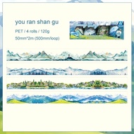 Jianwu 4 cuộn 50mm * 200cm pastel đảo loạt cổ điển phong cảnh núi non Vật liệu cắt dán băng dính Pet