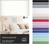 VelvetHome Fitted Sheet, 90x200 cm, 100% combed cotton, Made in EU, 165 g/m², bed sheet 90 x 200 to 