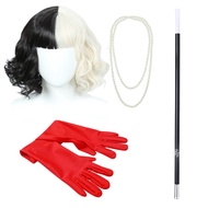 Movie Cruella De Vil Cosplay Props Wig and Accessories Full Sets Women Girls Halloween Role Play
