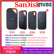 PIVBE SanDisk PSSD E30 E61 E81 Extreme PRO 4TB 2TB 1TB 500G 80GB USB 3.2 Portable External Solid State Drive NVME Hard Disk for PS5 PC QIVBO
