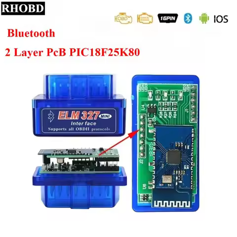 Newest ELM327 Bluetooth V1.5 with Double PCB18f25k80 ELM327 V1.5 OBD2 Scanner Universal Disgnostic T