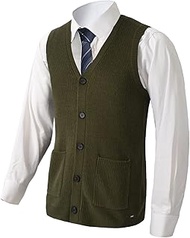 Men's Sweater Vest V-Neck Sleeveless Knitted Button Cardigan DXL Big and Tall Vest