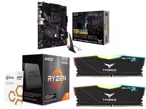ASUS TUF GAMING B550-PLUS WIFI II AM4 ATX Motherboard, AMD Ryzen 7 5800X3D 10th Anniversary Edition 