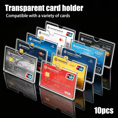 10 Pack Clear Plastic ID Card Holders - Soft Transparent Protective Sleeves for Bank Card, Social Se