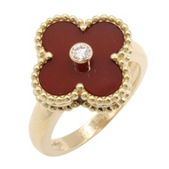 [Pre-owned] Van Cleef & Arpels Vintage Alhambra Carnelian 1PD Ring, K18 (Yellow Gold), Diamond.