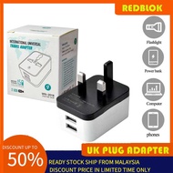 READY STOCK  Redblok TVA-1 2 USB Port Fast Charger 5V 10A MY UK Plug Adapter Charging Travel Adapter