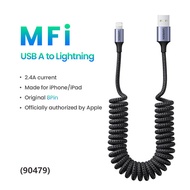 UGREEN MFi Car Spring Retractable 3A USB-C to Lightning Spring Cable PD 20W for iPhone 14 13 12 Pro Max Fast Charging for iPad Type-C Phone Cable