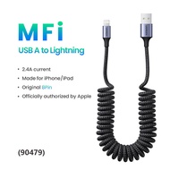 UGREEN MFi Car Spring Retractable 3A USB-C to Lightning Spring Cable PD 20W for iPhone 14 13 12 Pro 