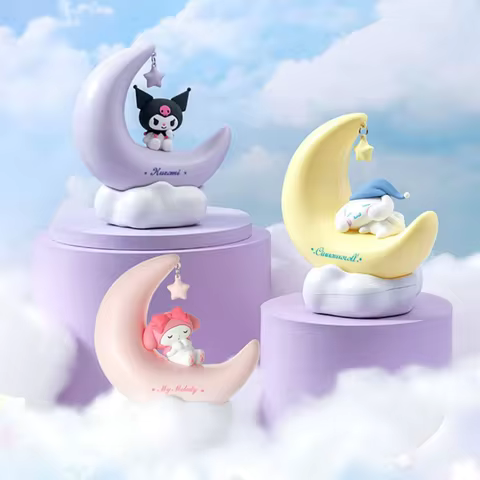Cinnamoroll Moon Dream LED Night Light 3D Kawaii My Melody Desktop Lamp Glowing Ornament Bedroom She