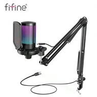 Gaming PC USB Microphone, Podcast Condenser Mic With Boom Arm, Pop Filter, Mute Button For Streaming