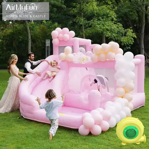 Pink Bounce House Kids Inflatable Bounce House Jumping Castle For Kids Pastel Bounce House Inflatabl