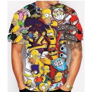 The Simpson 3D Digital Printing T-shirt Homer Bart Simpson Men's and Women's Harajuku T-shirt Short sleeved T-shirt Youth Fortnite T-shirt