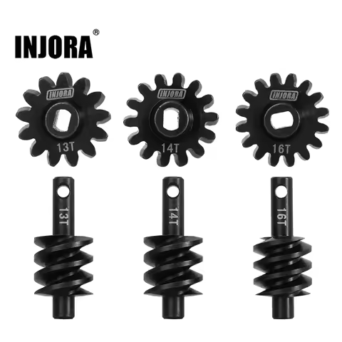 INJORA Steel 4mm Extended Dogbone Axle Shaft Worm Differential Gears 13T 14T 16T for INJORA SCX24 Al