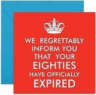 Happy 90th Birthday Card - 'Eighties Have Expired' - Funny Birthday Cards for Women Men Age 90 - Dad