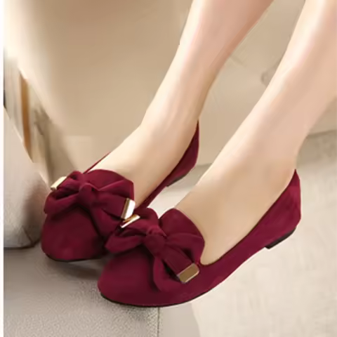Lady Plus Size Chinese 48 9 Bow-Knot Flats Leopard Printed Flock Tender Pointy Toe Women Leisure Sho